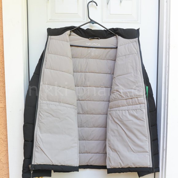 NWT Nautica Men's  Puffer Bomber Jacket   IN BLACK - Picture 5 of 6